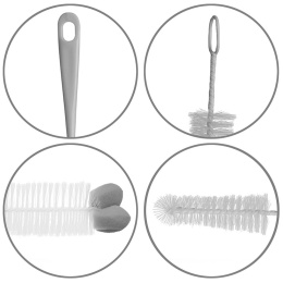 Szczotka do mycia butelek i smoczków Babyono z gąbką i haczykiem szara