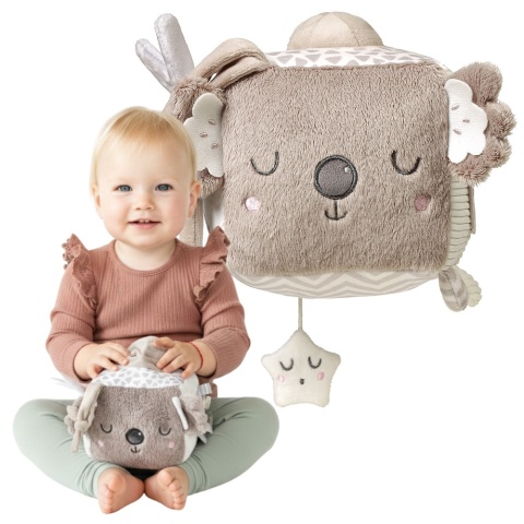 Zabawka sensoryczna kostka Babyono miś Koala Coco grzechotka lusterko plusz