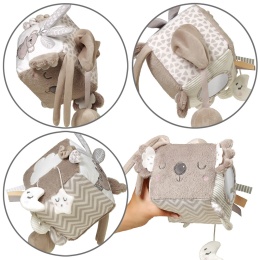 Zabawka sensoryczna kostka Babyono miś Koala Coco grzechotka lusterko plusz