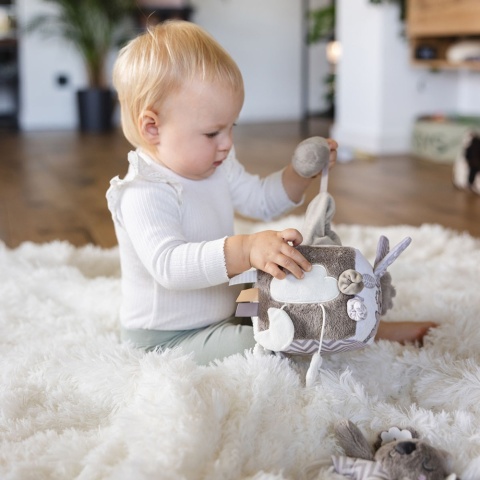 Zabawka sensoryczna kostka Babyono miś Koala Coco grzechotka lusterko plusz