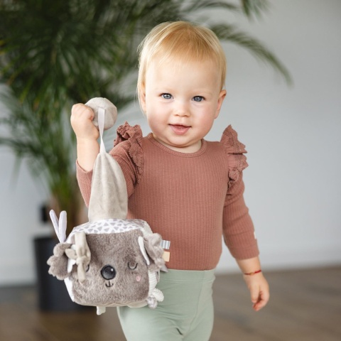 Zabawka sensoryczna kostka Babyono miś Koala Coco grzechotka lusterko plusz