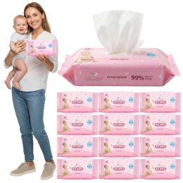 Chusteczki nawilżane mokre higieniczne hipoalergiczne dla niemowląt 60 szt.