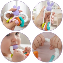 Gryzak sensoryczny silikonowy Bocioland na ząbkowanie fioletowy króliczek