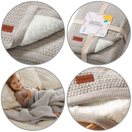 Koc bawełniany ocieplany dwuwarstwowy BabyOno 75 x 100 cm ciepły szary