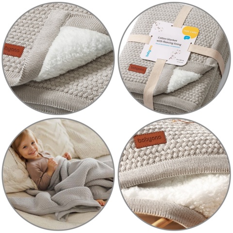 Koc bawełniany ocieplany dwuwarstwowy BabyOno 75 x 100 cm ciepły szary