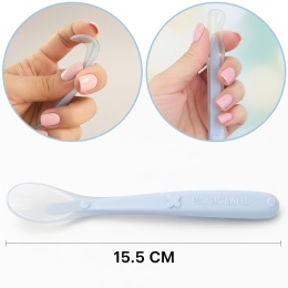 Łyżeczka dla niemowląt do karmienia Bocioland miękka silikonowa niebieska