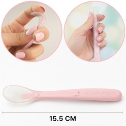 Łyżeczka dla niemowląt do karmienia Bocioland miękka silikonowa różowa