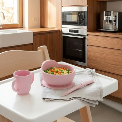 Łyżeczka dla niemowląt do karmienia Bocioland miękka silikonowa różowa