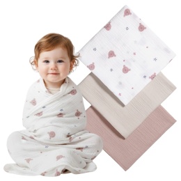 Pieluchy muślinowe Babyono pieluszki 70x70 antybakteryjne miękkie x3 dusty