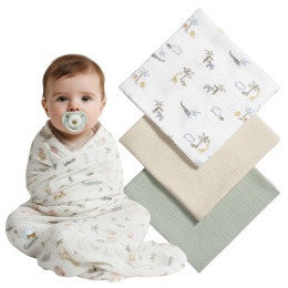 Pieluchy muślinowe Babyono pieluszki 70x70 antybakteryjne miękkie x3 zieleń