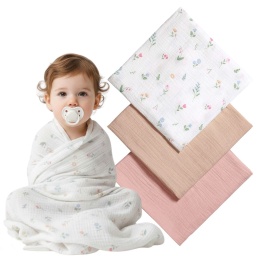 Pieluchy muślinowe Babyono pieluszki 70x70 antybakteryjne miękkie x3 róż