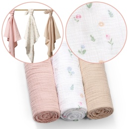 Pieluchy muślinowe Babyono pieluszki 70x70 antybakteryjne miękkie x3 róż