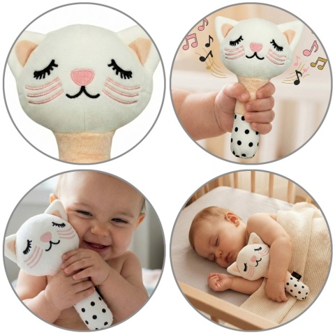 Pluszak przytulanka piszczek kotek Bocioland zabawka sensoryczna edukacyjna