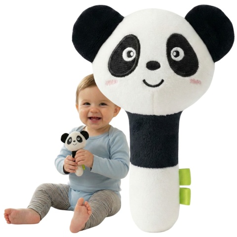 Pluszak przytulanka piszczek panda Bocioland zabawka sensoryczna edukacyjna
