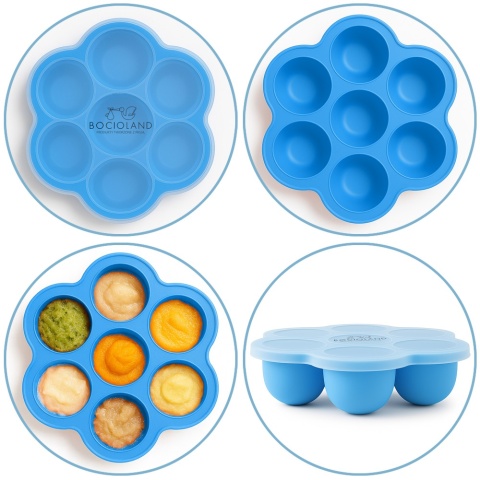 Pojemnik na żywność silikonowy do mrożenia posiłków dla dzieci 7 x 65 ml