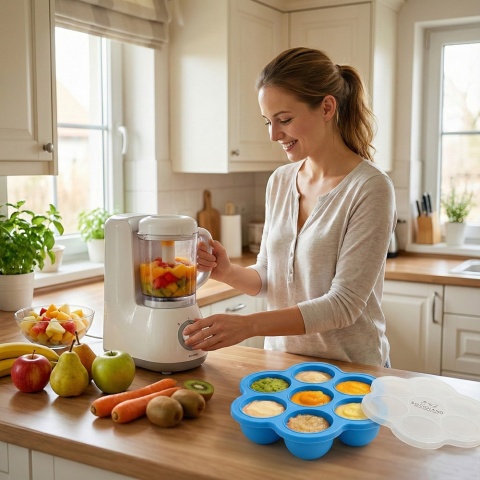 Pojemnik na żywność silikonowy do mrożenia posiłków dla dzieci 7 x 65 ml