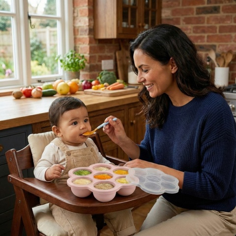 Pojemnik na żywność silikonowy do mrożenia posiłków dla dzieci 7 x 65 ml