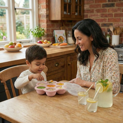 Pojemnik na żywność silikonowy do mrożenia posiłków dla dzieci 7 x 65 ml