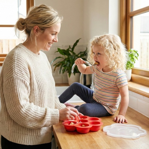 Pojemnik na żywność silikonowy do mrożenia posiłków dla dzieci 7 x 65 ml