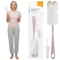 Szczotka do mycia butelek i smoczków Babyono z gąbką i haczykiem blady róż