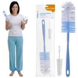 Szczotka do mycia butelek i smoczków Babyono z haczykiem niebieska