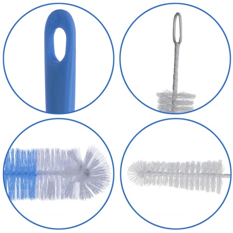 Szczotka do mycia butelek i smoczków Babyono z haczykiem niebieska