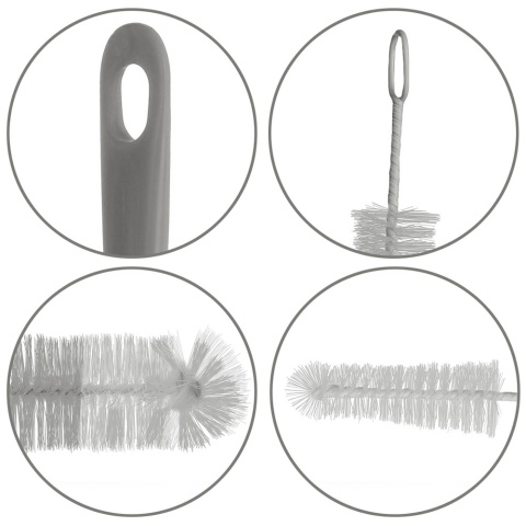 Szczotka do mycia butelek i smoczków Babyono z haczykiem szara