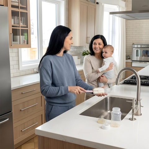 Szczotka do mycia butelek smoczków rurek Babyono zestaw 5w1 blado różowy