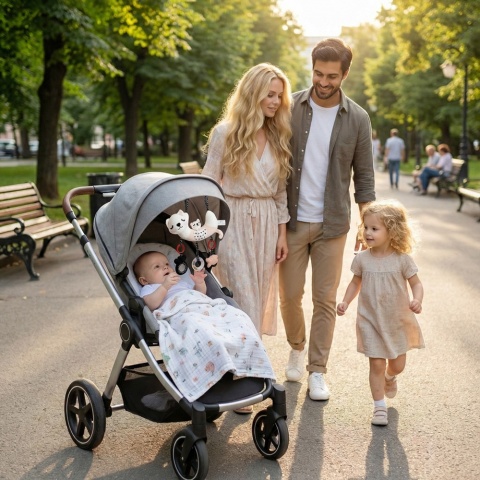 Zawieszka do wózka fotelika łóżeczka Bocioland sensoryczna edukacyjna kotek