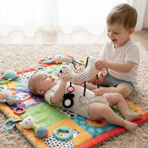 Zawieszka do wózka fotelika łóżeczka Bocioland sensoryczna edukacyjna kotek