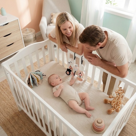 Zawieszka do wózka fotelika łóżeczka Bocioland sensoryczna edukacyjna kotek