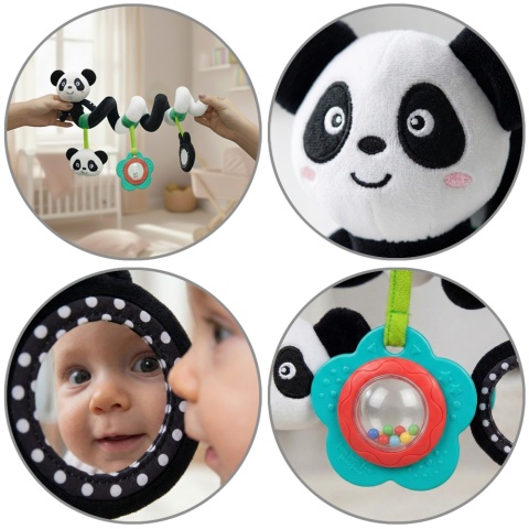 Zawieszka do wózka fotelika łóżeczka spiralna Bocioland sensoryczna panda