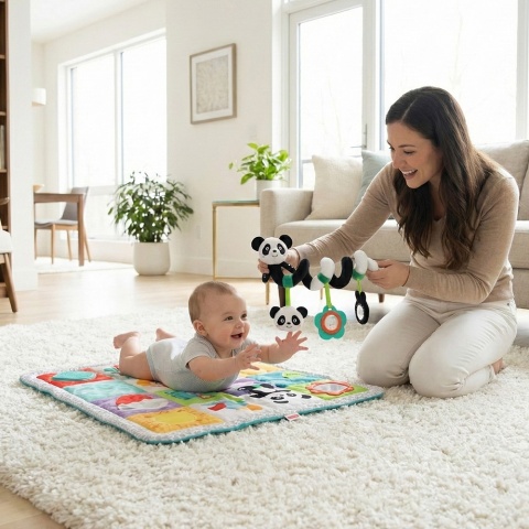 Zawieszka do wózka fotelika łóżeczka spiralna Bocioland sensoryczna panda