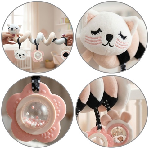 Zawieszka do wózka fotelika łóżeczka spiralna Bocioland sensoryczna kotek