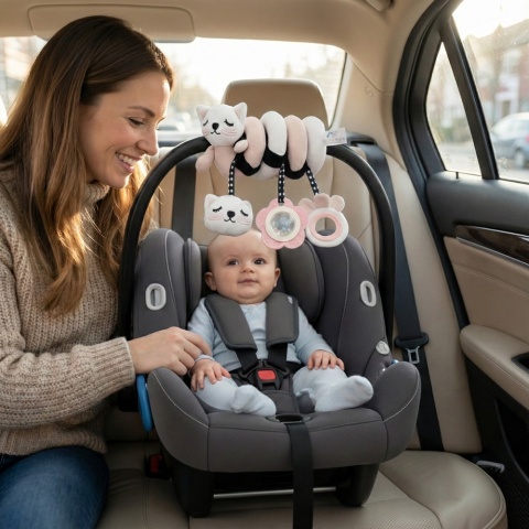 Zawieszka do wózka fotelika łóżeczka spiralna Bocioland sensoryczna kotek