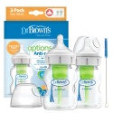 Dr Browns Butelka antykolkowa Options szeroka wolny przepływ 150 ml 0+ 2pak