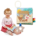 Książeczka sensoryczna Babyono miękka kolorowa z gryzakiem zawieszką Farma