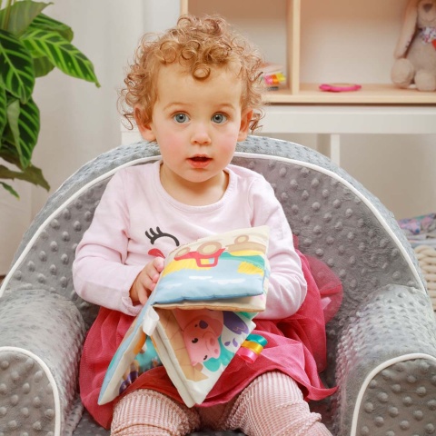 Książeczka sensoryczna Babyono miękka kolorowa z gryzakiem zawieszką Farma