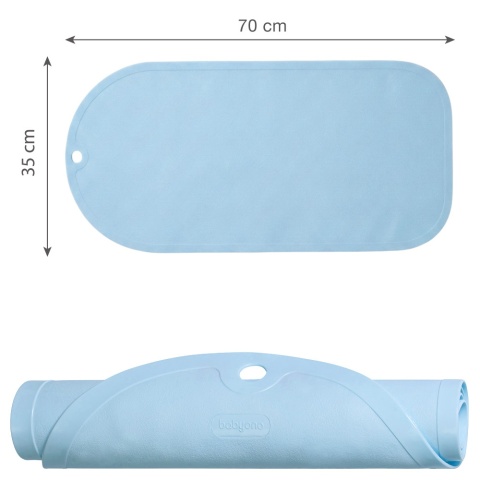 Mata antypoślizgowa do wanny Babyono na przyssawki 70 x 35 cm niebieska