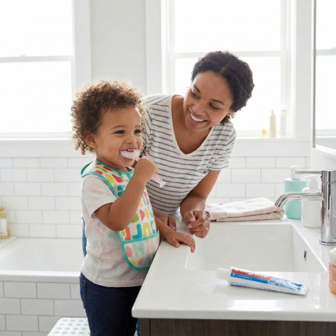 Szczoteczka do zębów i dziąseł silikonowa Bocioland w kształcie U różowa