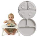 Talerzyk z przyssawką silikonowy 3 komorowy dla dzieci Bocioland popielaty