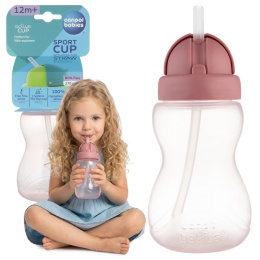 Bidon dla dzieci Canpol z rurką silikonową ze słomką 270 ml 12+ różowy