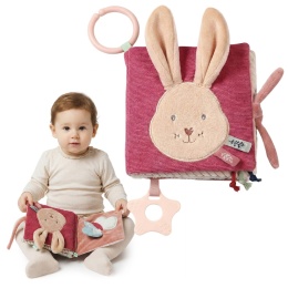 Książeczka sensoryczna Babyono miękka kolorowa gryzak zawieszka Rabbit Karo