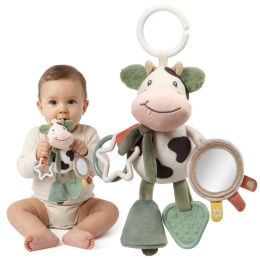 Pluszak zabawka zawieszka do wózka przytulanka gryzak BabyOno Cow Bingo