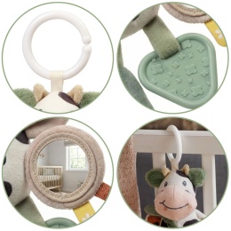 Pluszak zabawka zawieszka do wózka przytulanka gryzak BabyOno Cow Bingo
