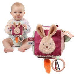 Zabawka sensoryczna kostka Babyono Rabbit Karo szeleścik lusterko plusz