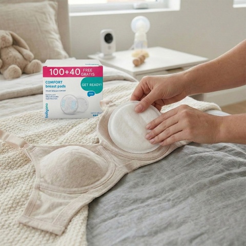Wkładki laktacyjne Babyono Comfort średnica 11 cm 100 szt. +40 gratis białe