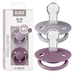 Bibs Smoczek De Lux uspokajający okrągły silikon 0+ 2pak Fossil Grey Mauve