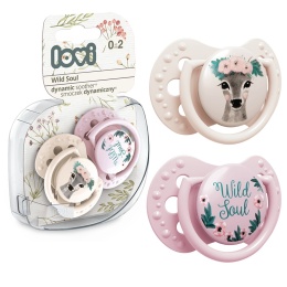 Smoczek LOVI uspokajający symetryczny silikon etui 0m+ 2pak 22/881girl
