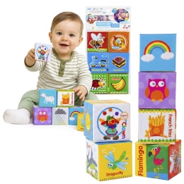 Klocki sensoryczne edukacyjne miękkie kolorowe obrazki Bocioland 6 szt. 3+
